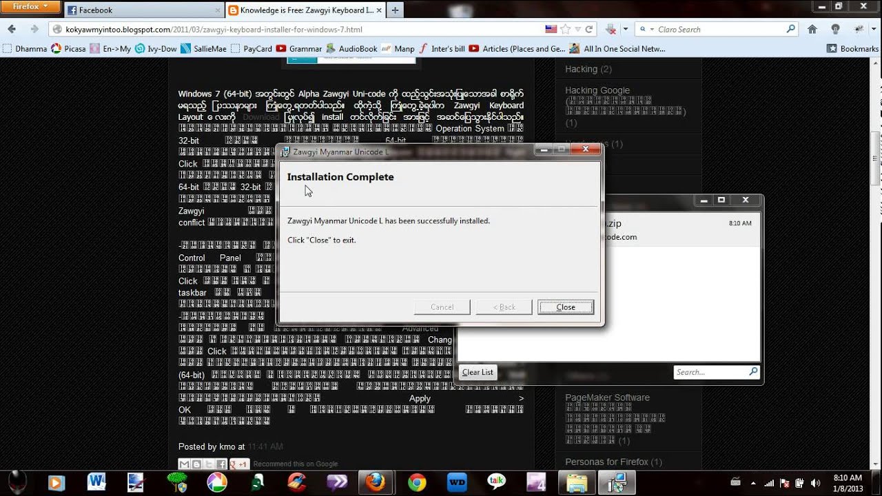 zawgyi keyboard in windows 10 64 bit problem